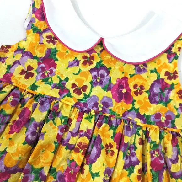 Vintage Austin & Ashley Dress Girls Size 4T Floral Pansy Sundress - Picture 2 of 6
